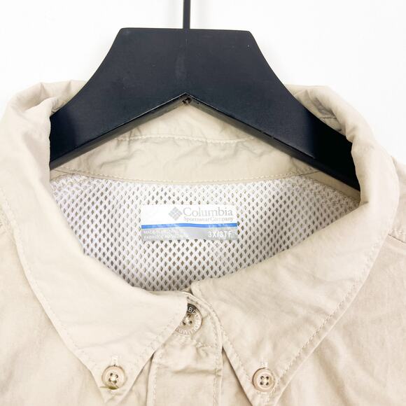 Columbia Mens 3X PFG Fishing Button Down Shirt Beige Nylon - Picture 3 of 9